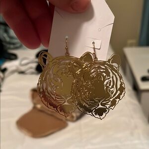 Gold Tiger Earrings
